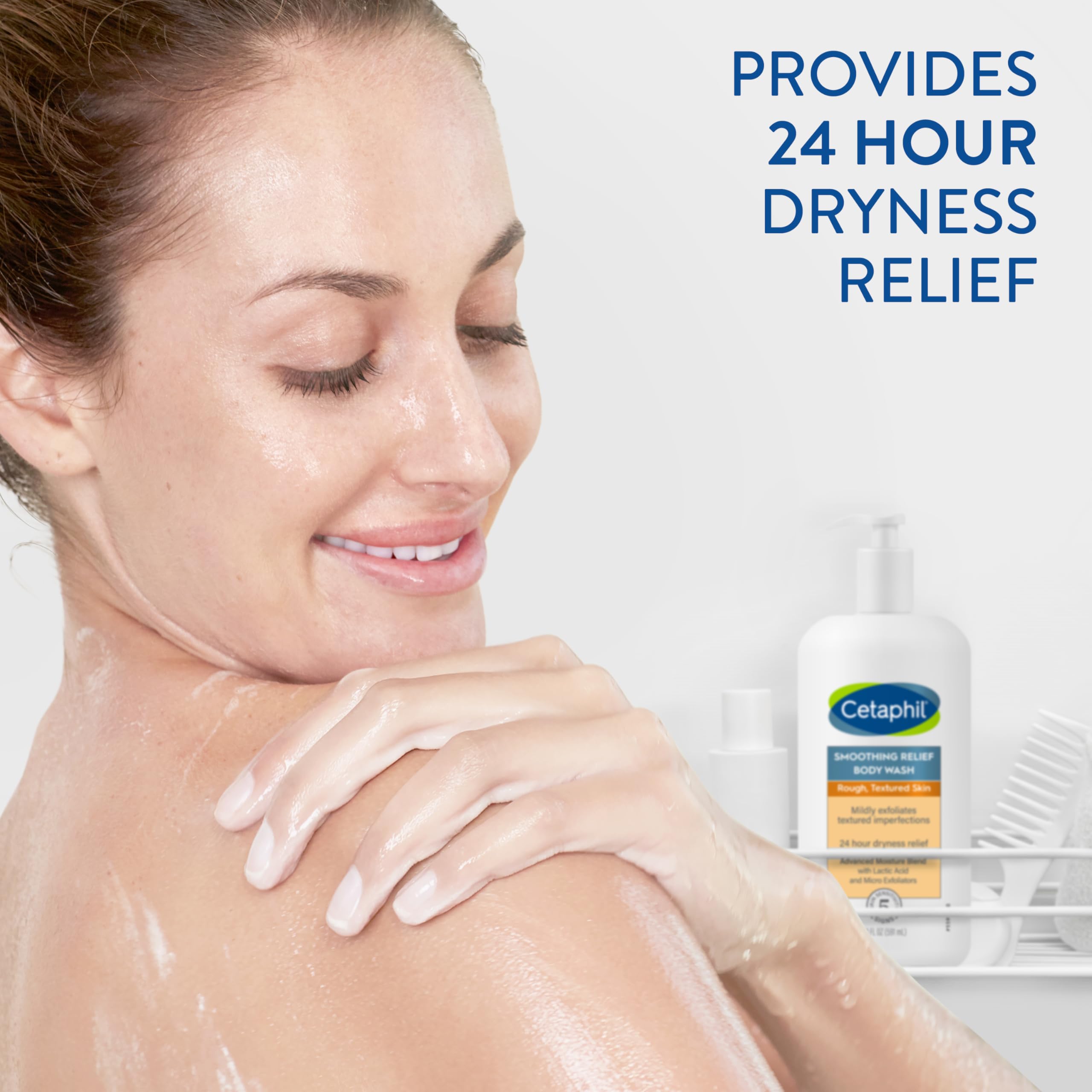 Cetaphil Body Wash, Smoothing Relief Exfoliating Body Wash, Mildly Exfoliates To Smooth Rough, Textured Skin, 24 Hour Dryness Relief, For Sensitive Skin, 20 oz